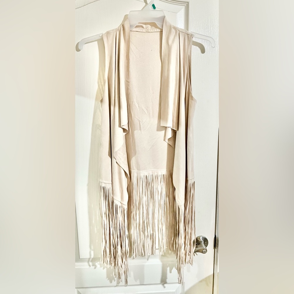 Fringe tunic/vest- Faux leather/suede